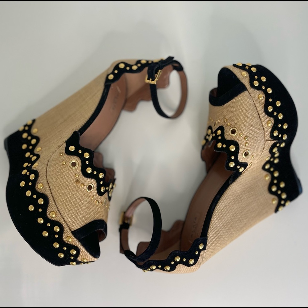 ALAIA PARIS | Studded with black suede trim Wedge Heel